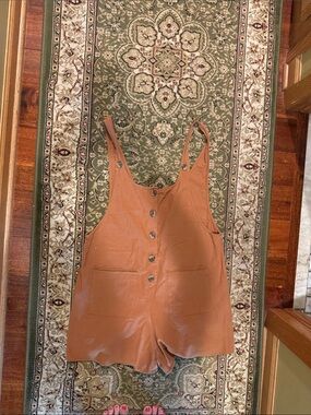 URBAN Romantics Rust Brown Button-Front Short Romper